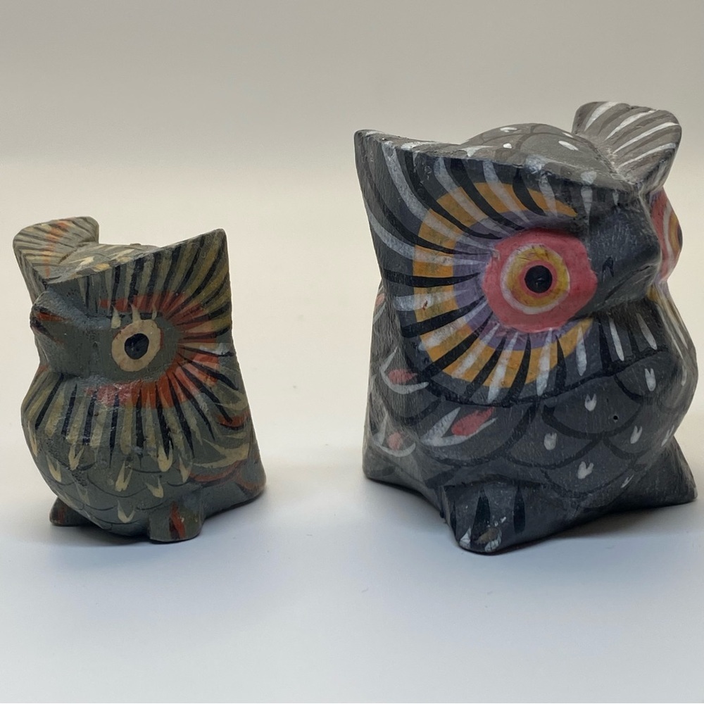 Hand carved wooden owl‎ figurines - Picture 3 of 10